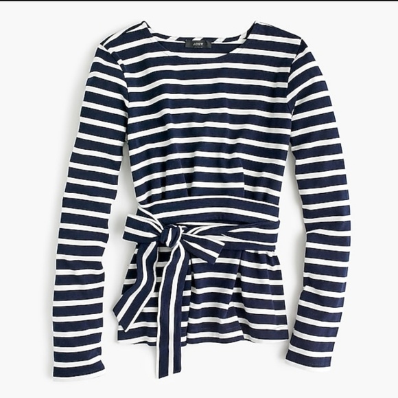 J. Crew Tops - J.Crew Striped Cross Belt top